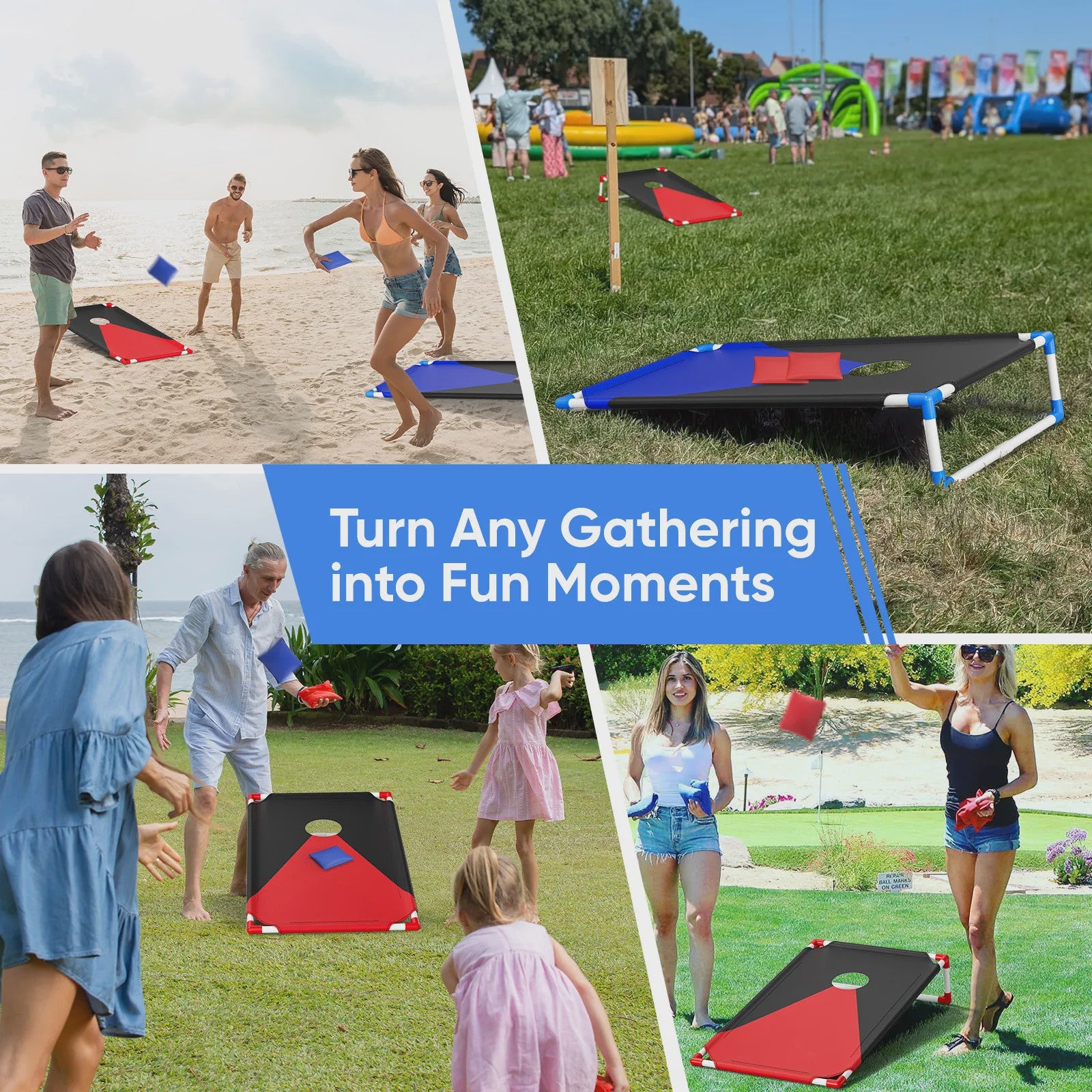 Draagbare Cornhole Toss Set - Outdoor Spel met 8 Bean Bags & Draagtas (3 x 2 Ft)