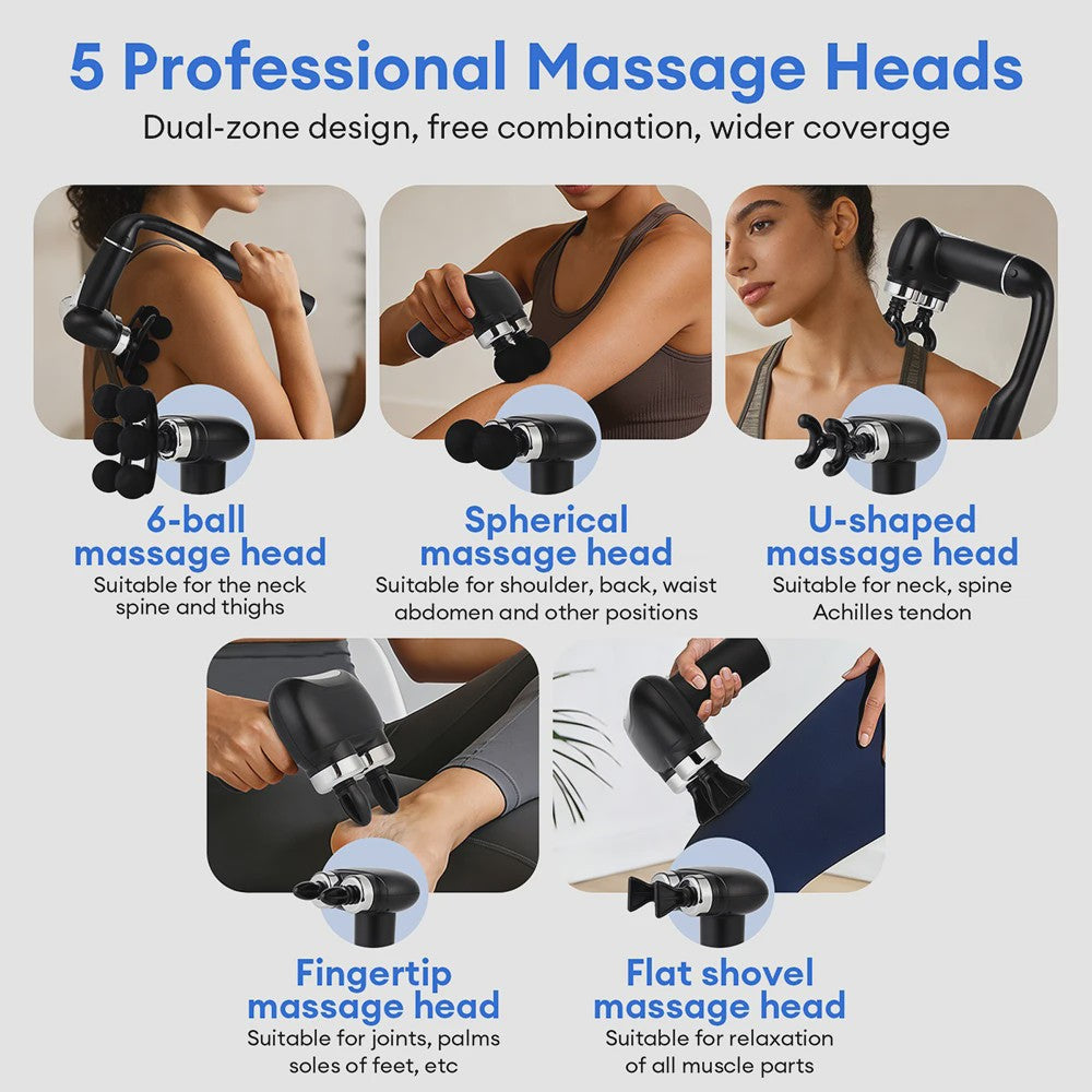 Professionele Massage Gun met 6 Koppen: Diepe Weefsel Vibratiemassage voor Herstel