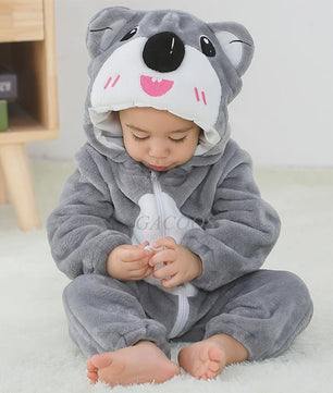 Baby Romper Dierenkostuum Kigurumi - Zacht Flanellen Jumpsuit voor Jongens & Meisjes