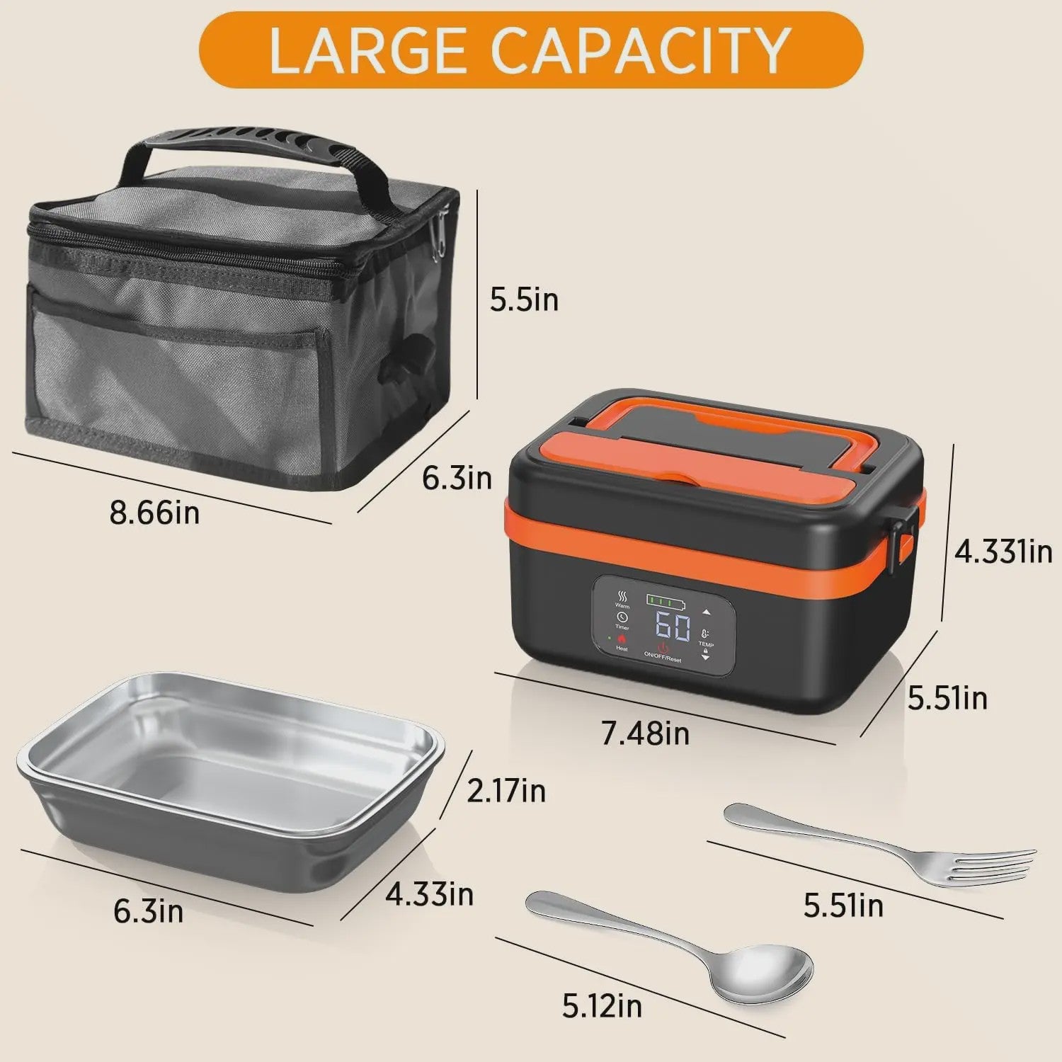Draagbare Elektrische Lunchbox 1L met Timer & Powerbank - Altijd Warme Maaltijden Onderweg