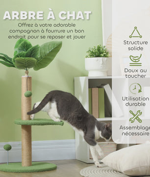 Kattenboom 83 cm met Krabpaal, Speelballetjes en Pluche Platformen