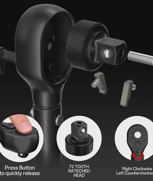 9-delige Momentsleutel Set (1/4", 3/8", 1/2") - Precisie & Duurzaamheid