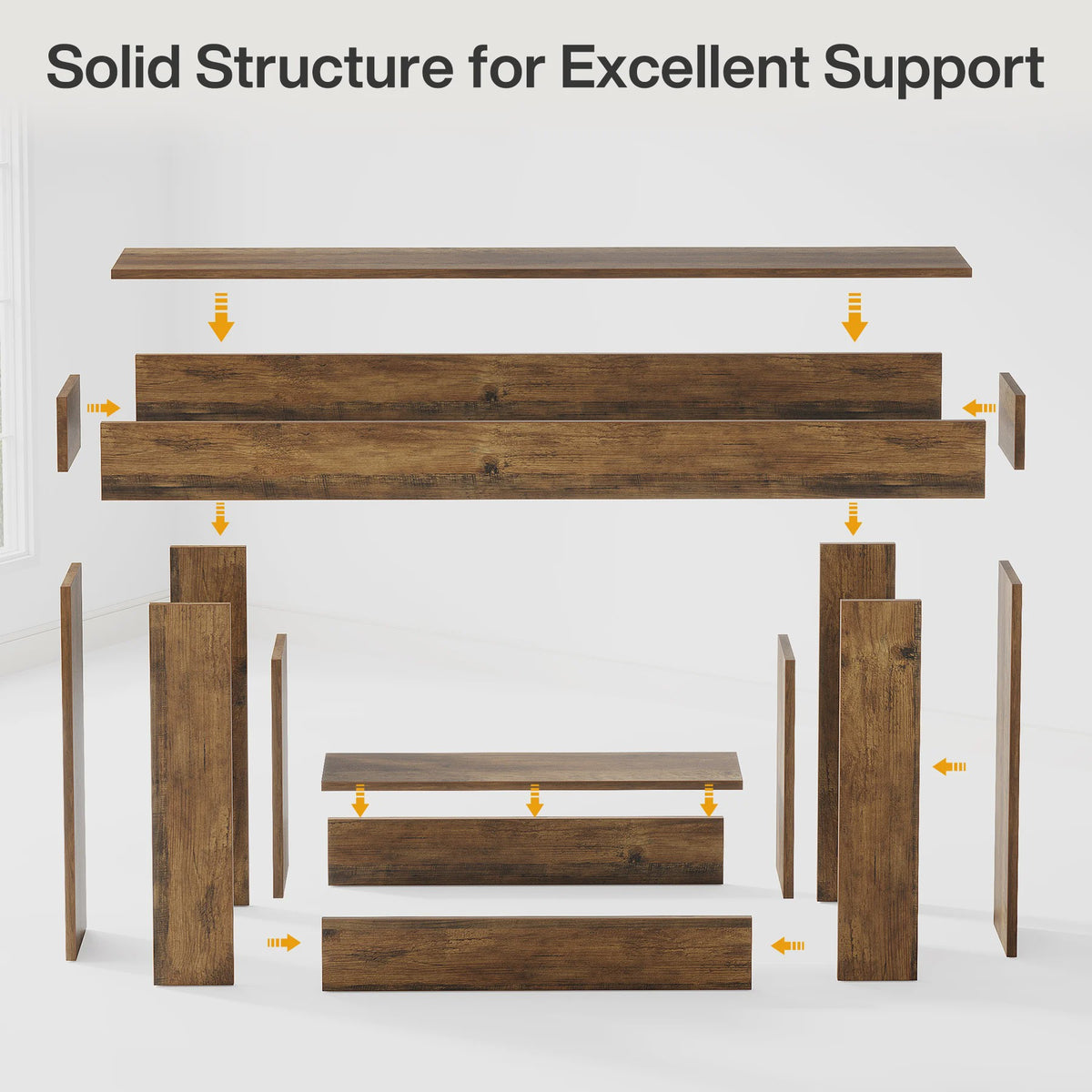 Tribesigns Console Tafel 160 cm - Farmhouse Entree Tafel met U-vormige Basis en Open Plank