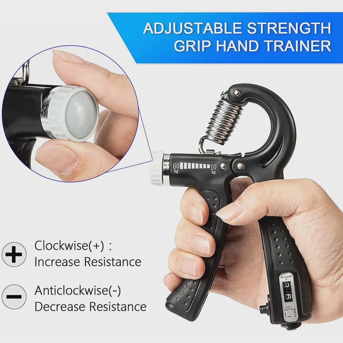 Verstelbare Hand Grip Strengthener met Teller - Kracht Training voor Handen & Onderarmen