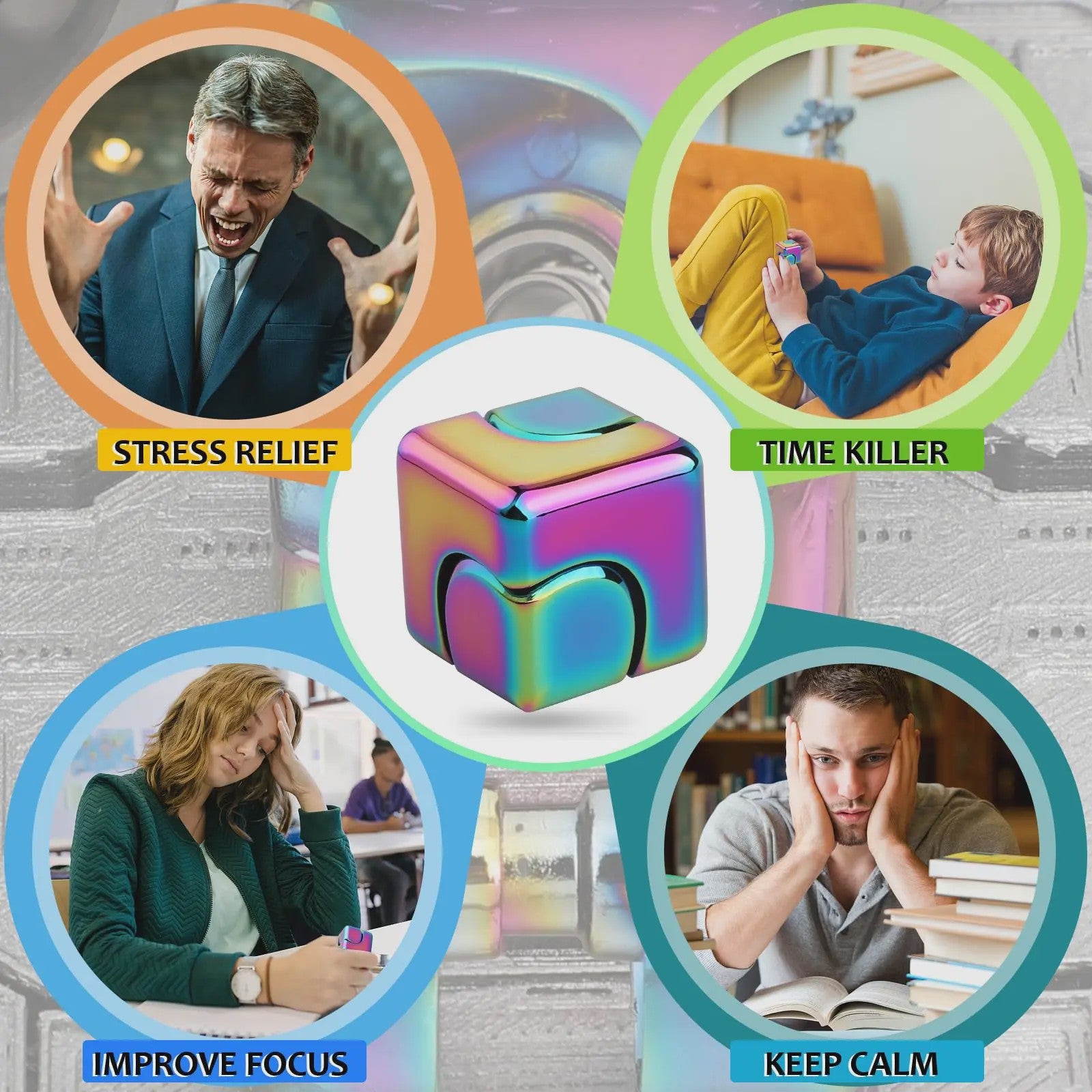 Alloy Cube Spinner Fidget Toy: Anti-Stress, Focus & Draagbaar Speelgoed
