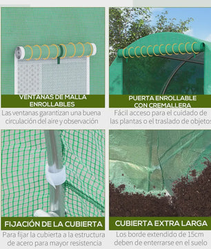 Outsunny Tunnel Greenhouse 400X200X200Cm with 6 Windows for Growing Green Plants