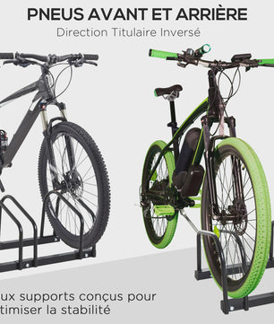 HOMCOM Fietsenrek voor 6 Fietsen - Zwart Stalen Parkeerrek voor Vloer of Muur