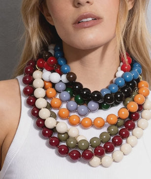 Handgemaakte Retro Acryl Ketting met Grote Kleurrijke Kralen - Statement Choker