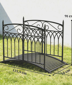 Outsunny Metalen Tuinbrug Barok Stijl - 91cm Hoog, 100kg Draagvermogen