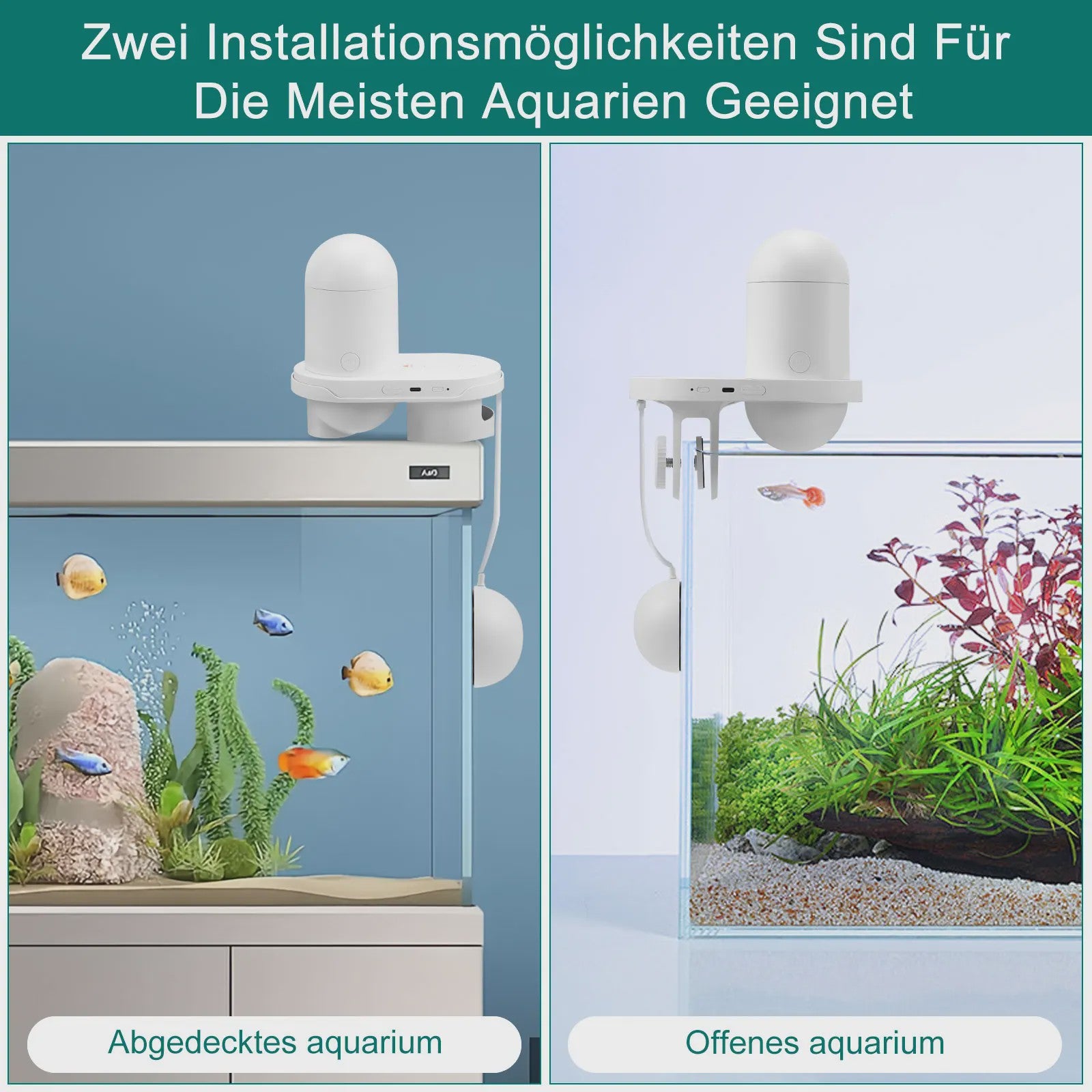 Aquariums Fish Feeder with 2.5K Camera, App Control, Moisture Resistant Holiday Feeder, Precision Feeding System, Visual Monitor