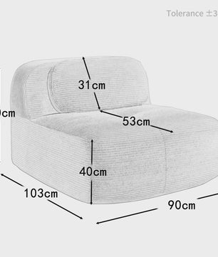 Moderne Corduroy Fauteuil Zonder Armleuningen met Kussen - SediaXL
