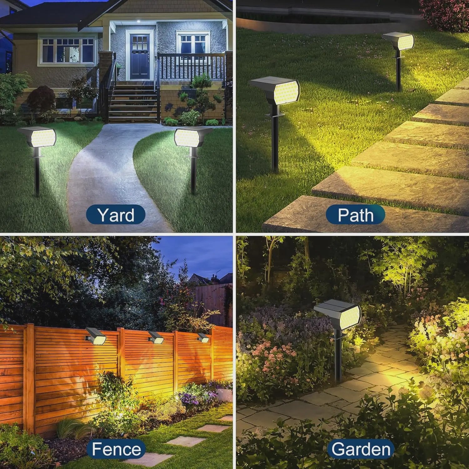 Solar Tuinspots Buiten - 74 LED, 3 Kleuren, IP65 Waterdicht, 2-in-1 Grondspots voor Tuin, Pad & Oprit