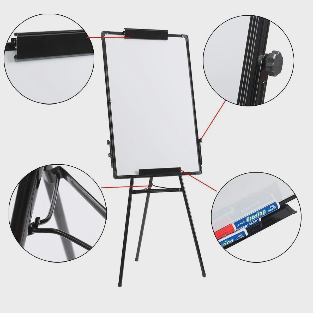 Magnetisch Whiteboard 70x100 cm met Verstelbare Tripod Standaard