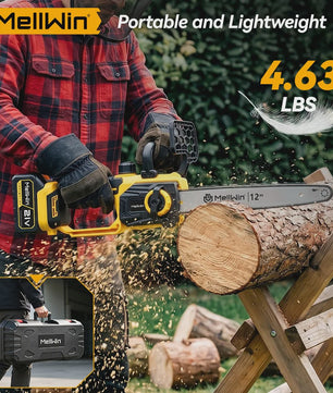 Mellwin 12-Inch Accu Kettingzaag - Krachtig 3000W Brushless, Automatische Olie Systeem