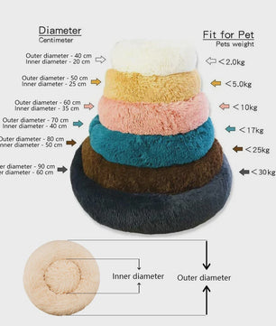 Luxe Pluche Hondenkussen & Kattenmand - Rond, Extra Zacht & Warm - 40-90cm