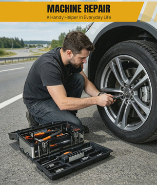 Robuuste Dubbellaags Gereedschapskist - RVS & Kunststof - 40cm - Anti-Val - Voor Elektricien & Auto Reparatie