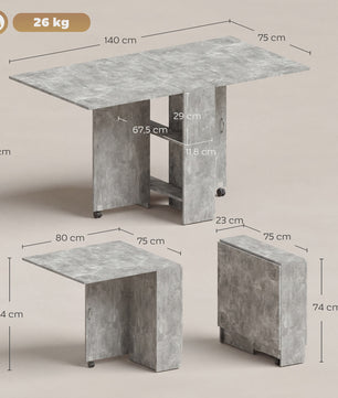 HOMCOM Multifunctionele Klaptafel - Eetkamertafel op Wielen met 2 Opbergvakken - 140x75x74 cm