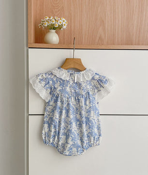 Zomerse Baby Meisjes Jumpsuit met Bloemenprint en Pofmouwtjes - Katoen (0-24M)