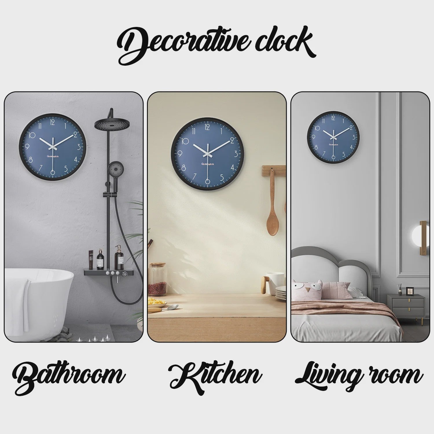 Moderne Donkerblauwe Wandklok - Stille Quartz, 20cm - Woonkamer, Keuken, Slaapkamer Decoratie