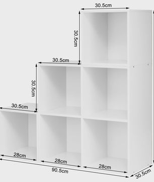 Witte Boekenkast met 6 Vakken - Modulaire Kubus Opbergkast voor Woonkamer, Slaapkamer en Hal