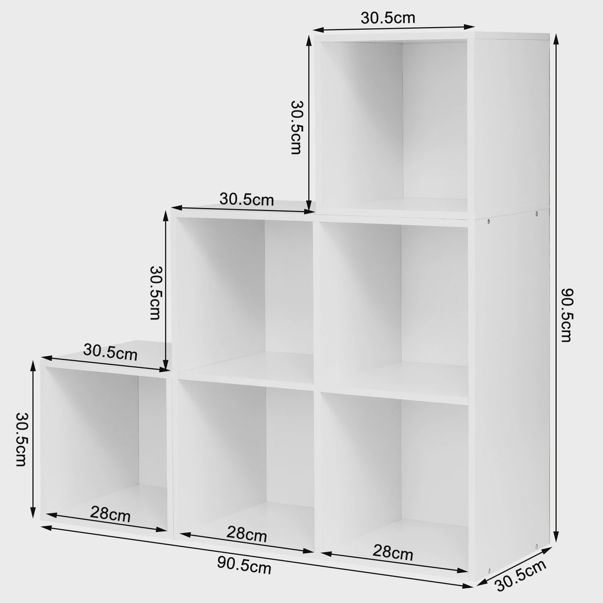 Witte Boekenkast met 6 Vakken - Modulaire Kubus Opbergkast voor Woonkamer, Slaapkamer en Hal