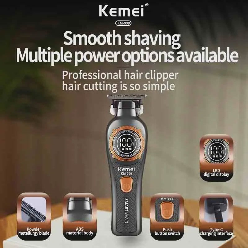 Kemei KM-999 Professionele Draadloze Trimmer met Digitaal Display