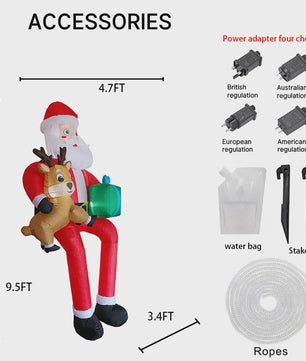 Opblaasbare Kerstman met Rendier - 290cm - Tuindecoratie met LED