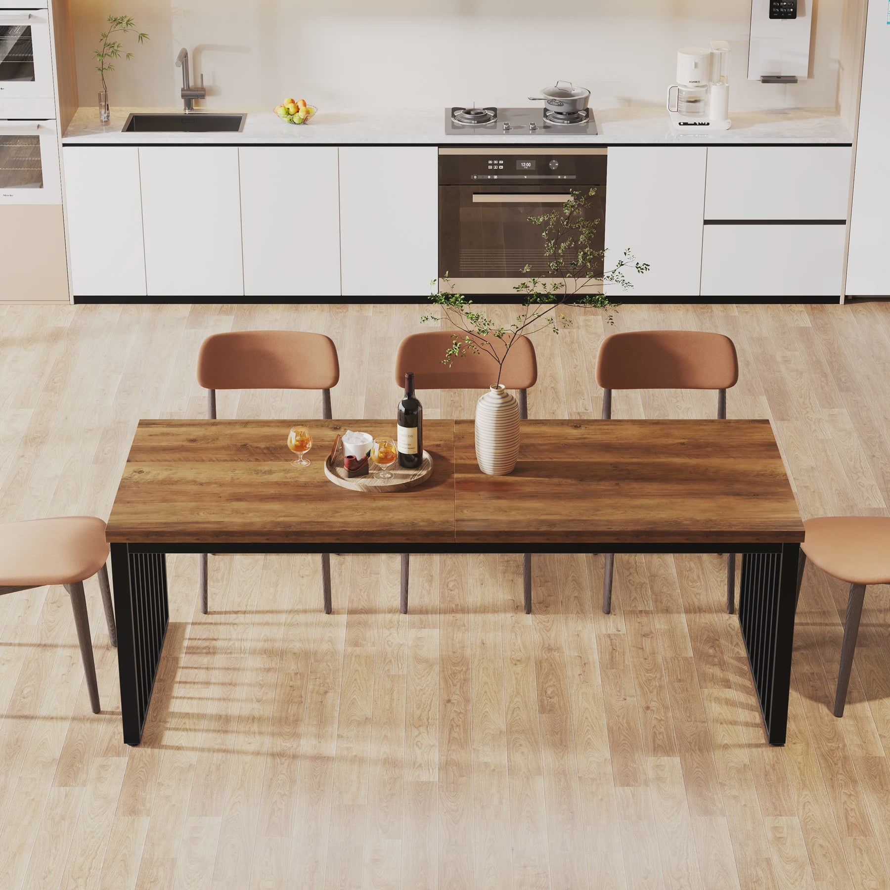 Industriële Eettafel 180 cm - Hout & Metaal - Geschikt voor 4-6 Personen