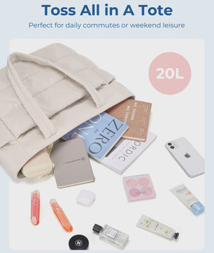 BAGSMART Grote Puffer Tote Bag - Stijlvolle en Ruime Handtas voor Werk, Studie en Shoppen