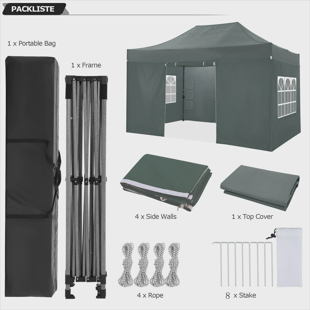 3x4.5m Pop-Up Partytent met 4 Zijpanelen - Waterdicht & UV-beschermend