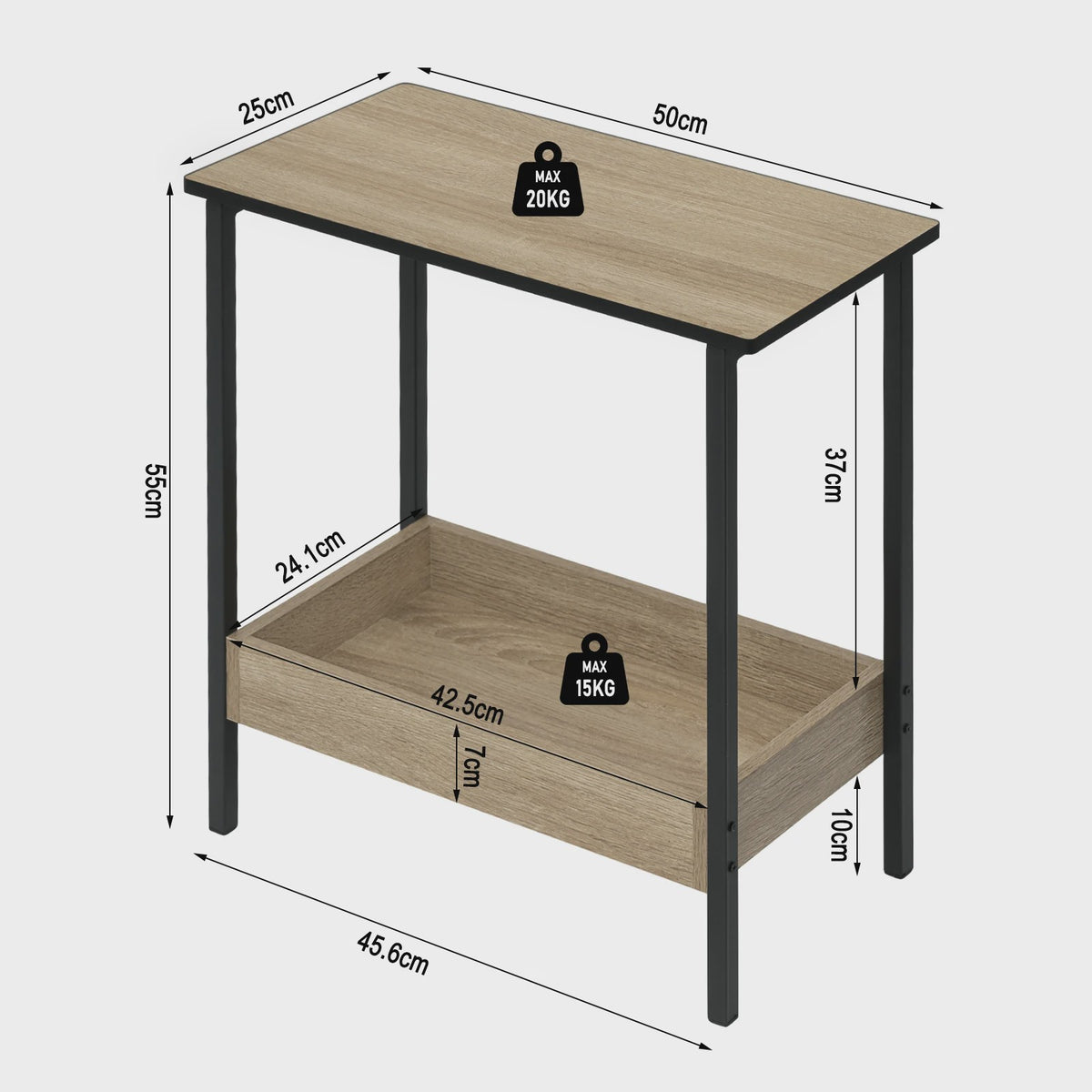 Stijlvolle Bijzettafel met 2 Niveaus en Opbergruimte - Perfect voor Woonkamer of Slaapkamer