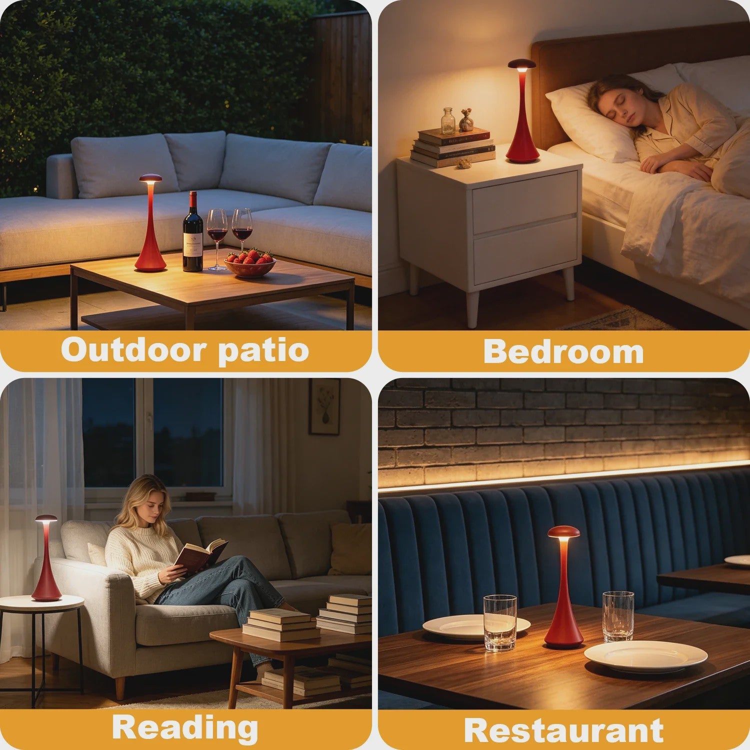Draadloze Mushroom Tafellamp LED - Oplaadbaar & Dimbaar met Touch Bediening
