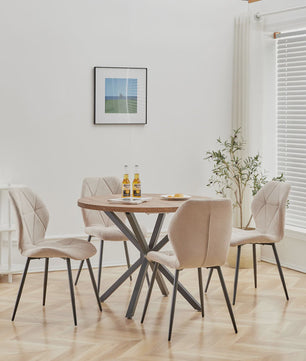 Set van 2, 4 of 6 Eetkamerstoelen - Gestoffeerd, Gewatteerd Linnenlook Stof, Metalen Poten