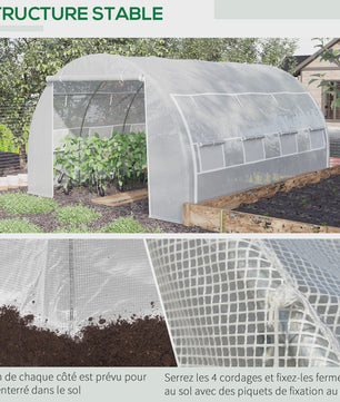Outsunny Kweekkas 12m² - 4x3x2m - Met Deur, 8 Ramen & PE Anti-UV Doek