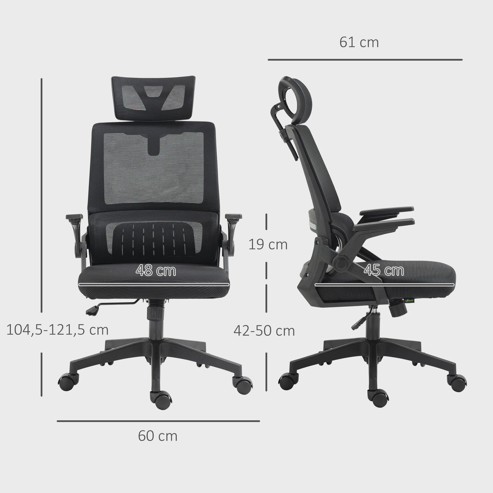 Ergonomische Bureaustoel Zwart - Verstelbaar, Kantelbaar, Mesh Rug & Hoofdsteun