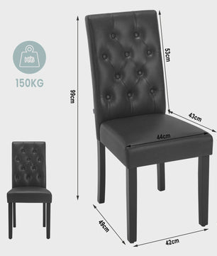 Set van 2 Luxe Kunstleren Eetkamerstoelen met Hoge Rug - Comfortabel Gestoffeerd