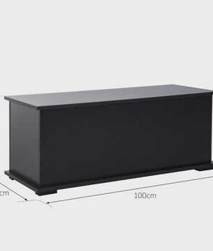 Grote Zwarte Houten Opbergkist met Scharnierend Deksel - 100x40x40 cm