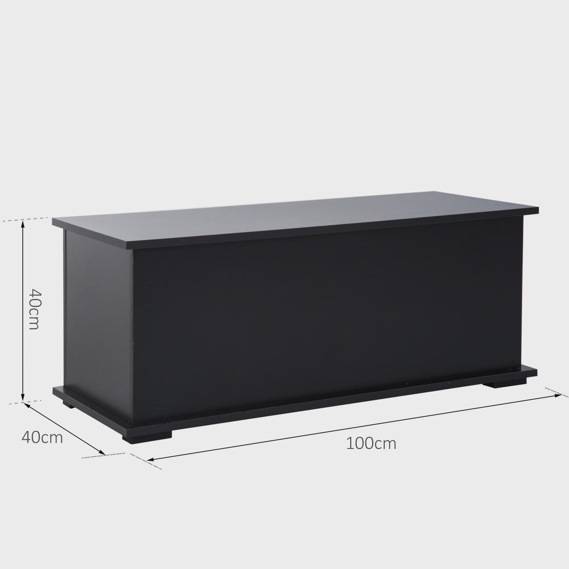 Grote Zwarte Houten Opbergkist met Scharnierend Deksel - 100x40x40 cm