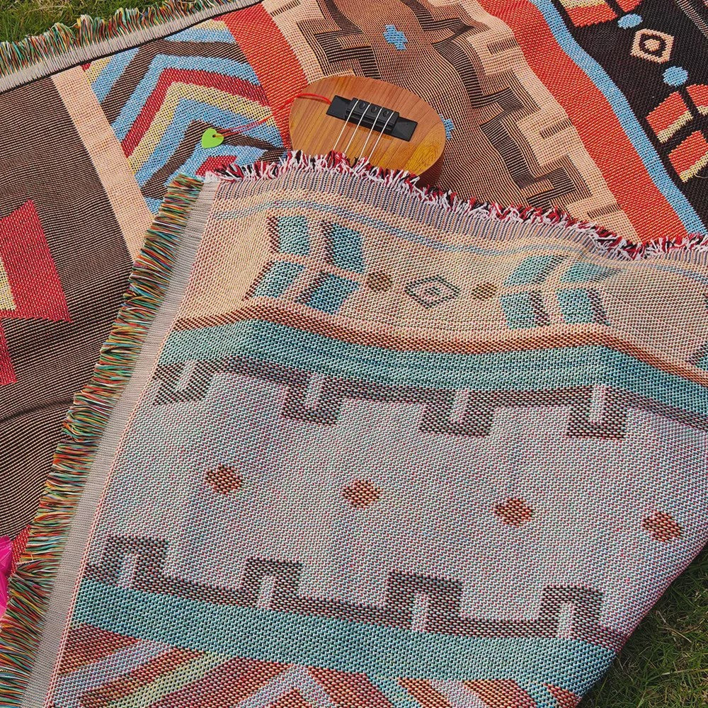 Veelzijdige Bohemian Deken in Westerse Stijl - Perfect voor Buiten, Camping, Picknick & Sofa
