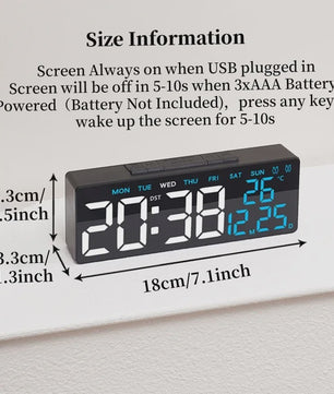 Moderne LED Digitale Wekker met USB, Temperatuur, Datum & Dual Alarm - Automatisch Dimbaar
