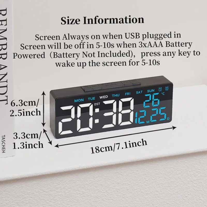 Moderne LED Digitale Wekker met USB, Temperatuur, Datum & Dual Alarm - Automatisch Dimbaar
