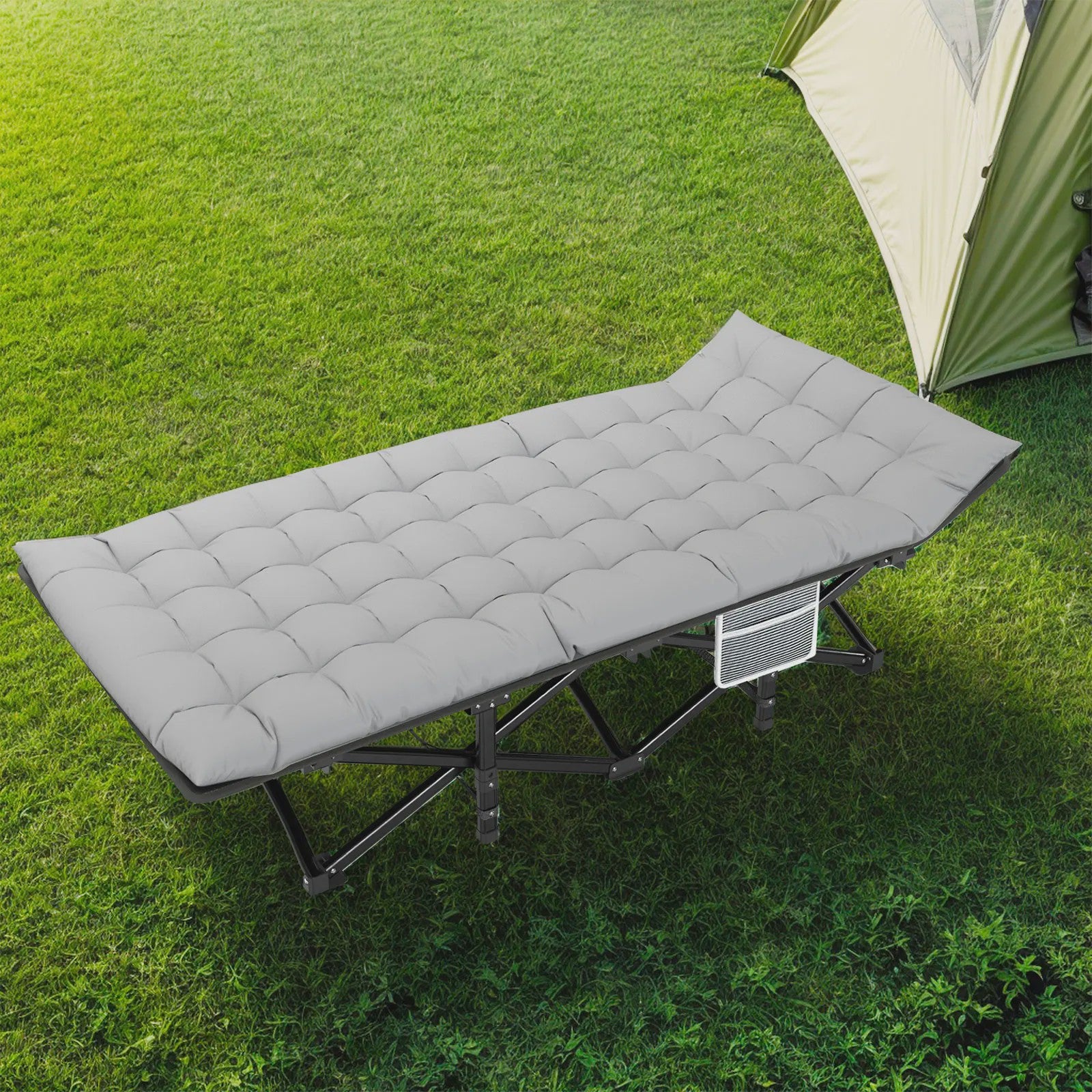 Opvouwbaar Campingbed met Matras - Draagbaar & Robuust Kampeerbed voor Volwassenen (200kg)
