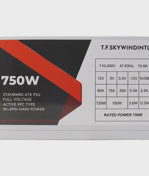 T.F.Skywindintl 750W ATX Gaming Voeding - Wit, Non-Modular, 85% Efficiëntie