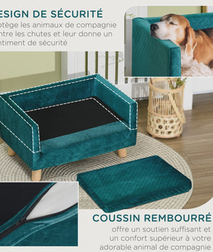 Luxe Hondensofa met Scandinavisch Design - Zacht Fluweel, Blauw, 64x45x36 cm