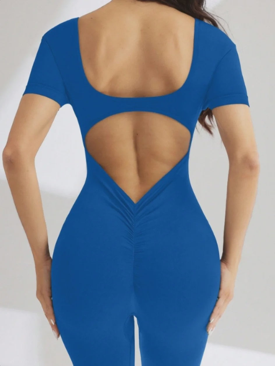 Naadloze Body met U-hals en Korte Mouwen - Optimaal voor Fitness & Gym