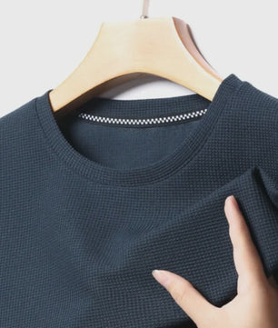 Heren Zomer T-shirt met Wafelstructuur en Korte Mouwen - Ronde Hals