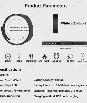 Smart Band HT30: Waterdichte LED Smartwatch met Stappenteller, Calorieënteller en Vibratiealarm