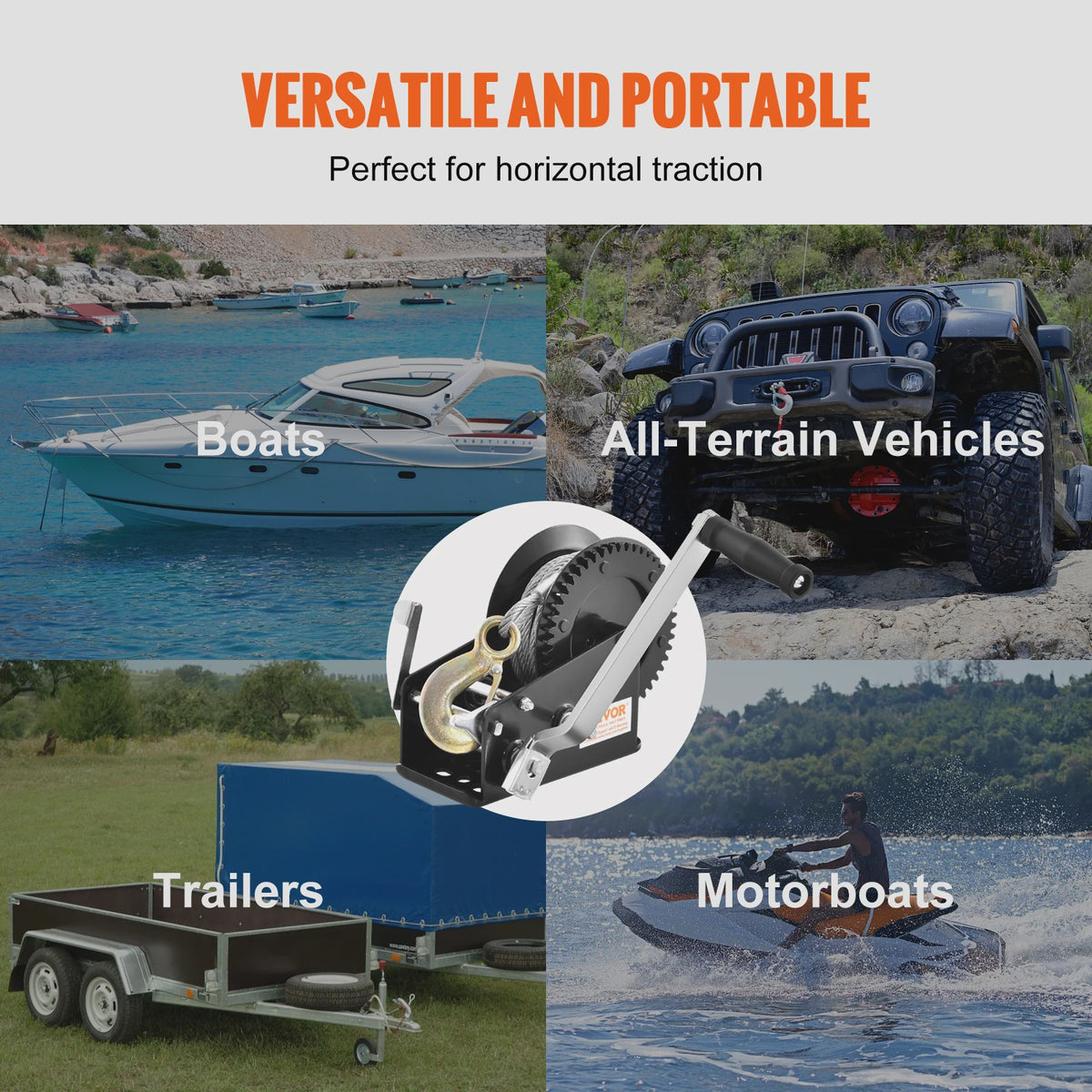 Zware Kwaliteit Handlier met 10m Staalkabel en 2-Weg Ratel voor Trailer, Boot & ATV