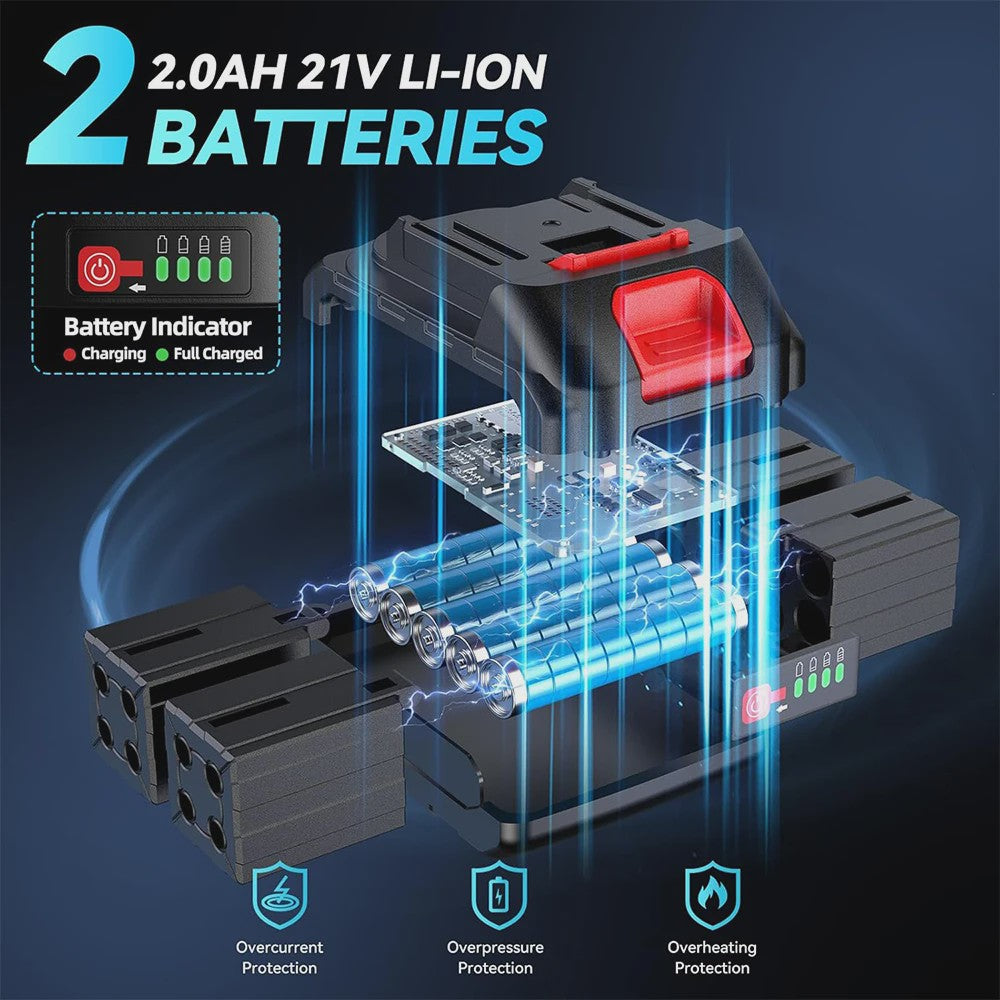 SEESII 21V Accu Ratel Sleutel 3/8" - 90 Nm Krachtige Elektrische Ratel voor Auto Reparatie