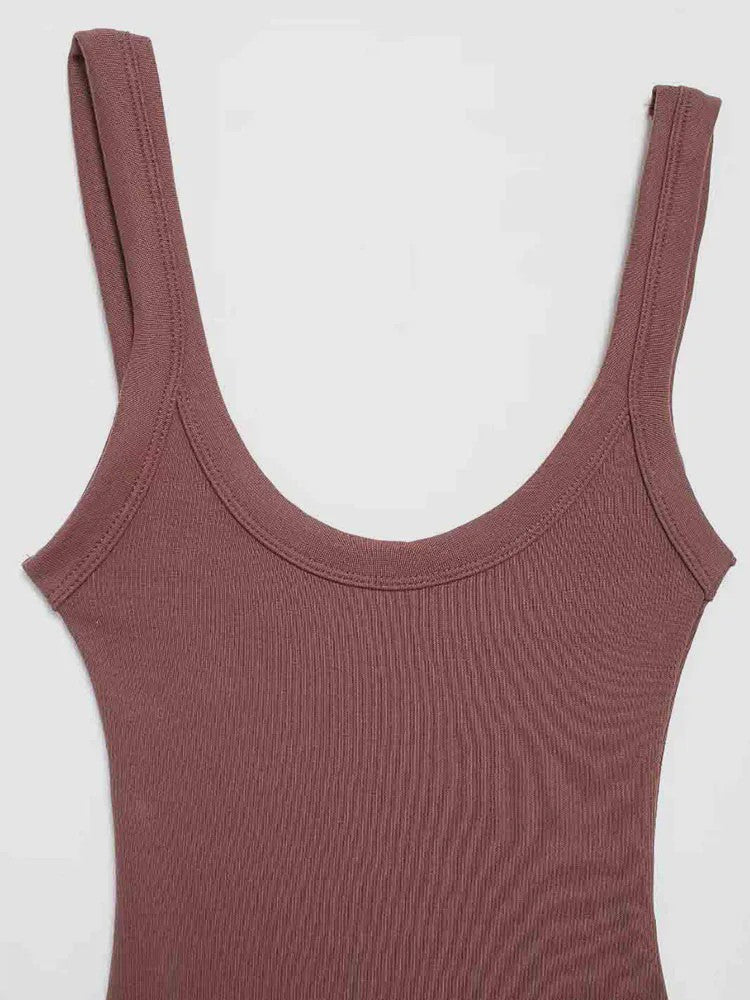 Dames Rib Gebreide Bodysuit met O-hals en Drukknoopsluiting - Comfortabel & Stijlvol
